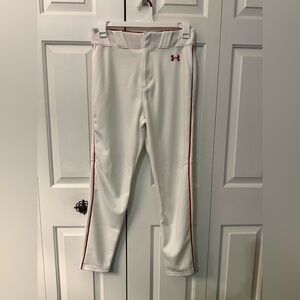 Under Armour Utility White Baseball Pants with Red Piping- Size Medium